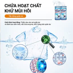 Xịt Tẩy Quần Áo Snow White 500ml – Tẩy Ố Vàng, Ố Mốc, Hồi Phục Màu Trắng Cho Vải 3