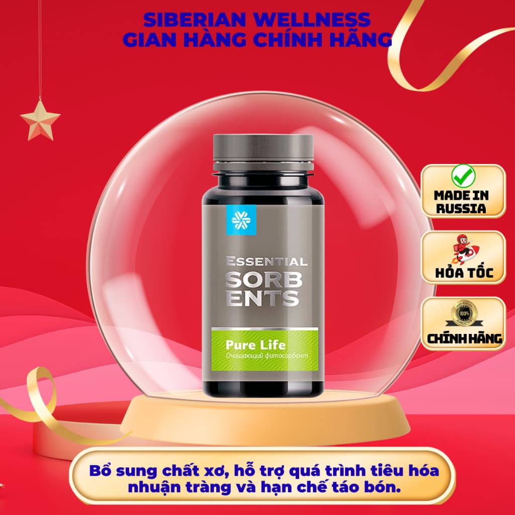 Thực phẩm Siberian Wellness Pure Life, hỗ trợ tiêu hóa, nhuận tràng, ngăn ngừa táo bón, chai 80g
