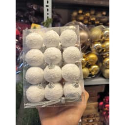 Set bộ châu trắng tuyết Size 4-6-8cm đồ trang trí cây thông sang trọng 3