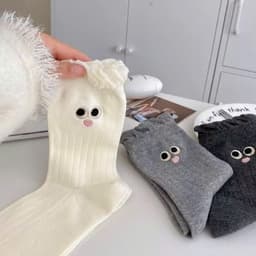 Set 10,set 5 Đôi Tất Cổ Cao Họa Tiết Đôi Mắt To Cổ Bèo Dễ Thương Phong Cách Hàn Quốc T85 4