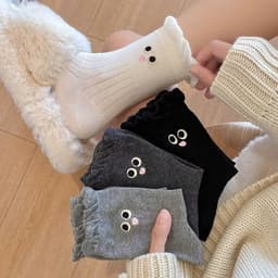 Set 10,set 5 Đôi Tất Cổ Cao Họa Tiết Đôi Mắt To Cổ Bèo Dễ Thương Phong Cách Hàn Quốc T85 2