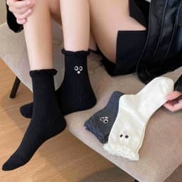 Set 10,set 5 Đôi Tất Cổ Cao Họa Tiết Đôi Mắt To Cổ Bèo Dễ Thương Phong Cách Hàn Quốc T85 8