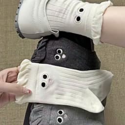 Set 10,set 5 Đôi Tất Cổ Cao Họa Tiết Đôi Mắt To Cổ Bèo Dễ Thương Phong Cách Hàn Quốc T85 9