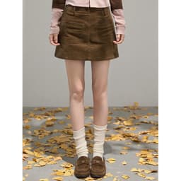 [𝑻𝒉𝒆𝑴𝒂𝒚 x 𝐖𝐆𝐖𝐄] Chân Váy Nhung Ngắn WG.WE 7464, Chân Váy Mini Nữ Dáng Chữ A Cạp Cao Chất Nhung Kẻ Màu Nâu Retro 6