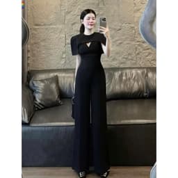 Set bộ đen dài ( sz S M L) sang trọng thanh lịch Xukadress – Set jumpsuit tay choàng dự tiệc thanh lịch, tôn dáng 4