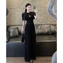Set bộ đen dài ( sz S M L) sang trọng thanh lịch Xukadress – Set jumpsuit tay choàng dự tiệc thanh lịch, tôn dáng 3
