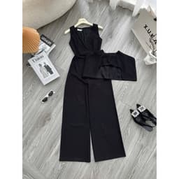 Set bộ đen dài ( sz S M L) sang trọng thanh lịch Xukadress – Set jumpsuit tay choàng dự tiệc thanh lịch, tôn dáng 9