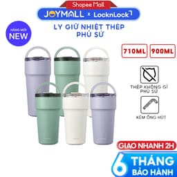 Ly Giữ Nhiệt LocknLock LHC4416 710ml, LHC4419 900ml Thép Phủ Sứ, Hàng Chính Hãng, Có Ống Hút-JoyMall 3