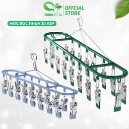 Móc bọc nhựa 20 kẹp​​ ​​Thép không gỉ, ​​Dụng cụ sắp xếp quần áo chống gió​​ TUIDO SHOP 1