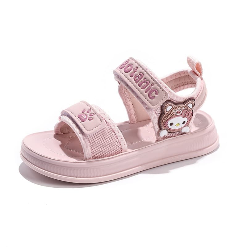 Sandal Bé Gái 3–12 Tuổi Siêu Nhẹ Chống Trơn – Dép Quai Dán Êm Chân, Màu Hồng Tím Dễ Thương – S18
