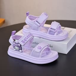 Sandal Bé Gái 3–12 Tuổi Siêu Nhẹ Chống Trơn – Dép Quai Dán Êm Chân, Màu Hồng Tím Dễ Thương – S18 3
