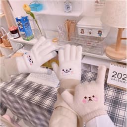 Găng tay mùa đông cho nữ hình mặt gấu cười dễ thương, giữ ẫm tay mang lại sự thoải mái, dễ chịu 1