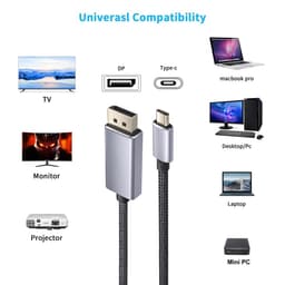 Cáp chuyển Type-C sang DisplayPort 8K@60Hz | Dây USB-C to DP 1.4 hỗ trợ 4K/120Hz – 8K/60Hz  cao cấp 3