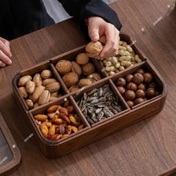 Khay Gỗ Đựng Bánh Mứt Cao Cấp Hộp Gỗ Óc Chó Tự Nhiên Nắp Kính Trưng Bày Bàn Trà Sang Trọng 6