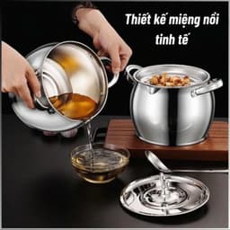 Âu Đựng Mỡ Inox 304 Có Nắp Đậy Hũ Đựng Mỡ inox có tay cầm dung tích 1Lít tiện dụng, tích trữ dầu mỡ đa năng 8