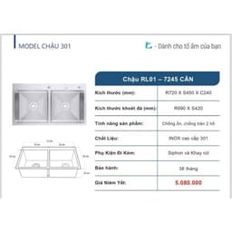 Chậu rửa bát RL04-7245  | Chậu Rửa Bát Roslerer 2 Hố Cân 4