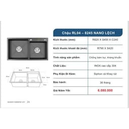 CHẬU RỬA ROSLERER RL04-8245 NANO LỆCH | THIẾT KẾ SANG TRỌNG | AN TOÀN 6