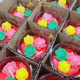 Hộp 12 Ly Nến Bơ Mix Hoa Sen T79 , Nến Bơ Dâng Phật Cúng Mụ, Cúng Thần Tài Cúng Dường An Toàn Không Khói 7