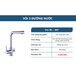 VÒI RỬA ROSLERER RL-807 | 3 ĐƯỜNG NƯỚC (NÓNG, LẠNH VÀ NƯỚC LỌC) | ĐỒNG NGUYÊN CHẤT | BỀ MẶT MẠ CHROME CAO CẤP 5