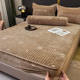 Bộ ga gối nỉ trần bông [Ảnh thật] Freemondle 4 món ,ga bo chun tiện lợi,thiết kế sang trọng,chất lượng tốt 3