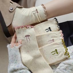 Set 10 Đôi Vớ Nữ Cổ Cao Cotton Viền Bèo Ren Thêu Hình Nơ Nhỏ Xinh - Tất Cổ Bèo Thanh Lịch Dễ Phối Đồ Hàn Quốc 4