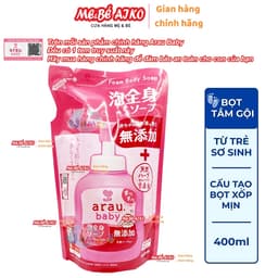 Combo Bọt Tắm Gội, Sữa tắm cho bé Arau Baby Chai 450ml + Túi 400 ml 5