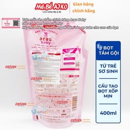 Combo Bọt Tắm Gội, Sữa tắm cho bé Arau Baby Chai 450ml + Túi 400 ml 4