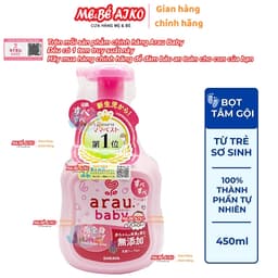 Combo Bọt Tắm Gội, Sữa tắm cho bé Arau Baby Chai 450ml + Túi 400 ml 3