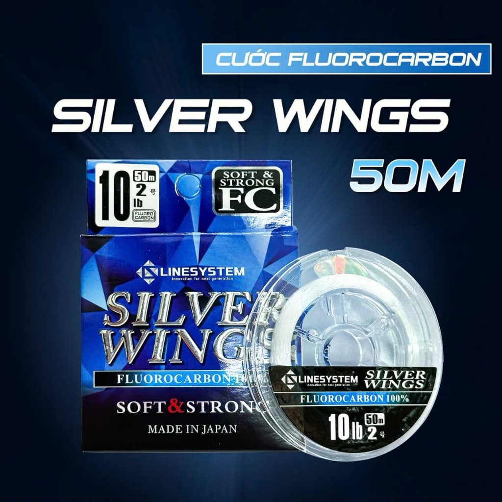 Cước Câu Cá Silver Wings 50m  ( MADE IN JAPAN )  Nhật làm thẻo câu đài, trục và leader chống sốc câu lure cao cấp