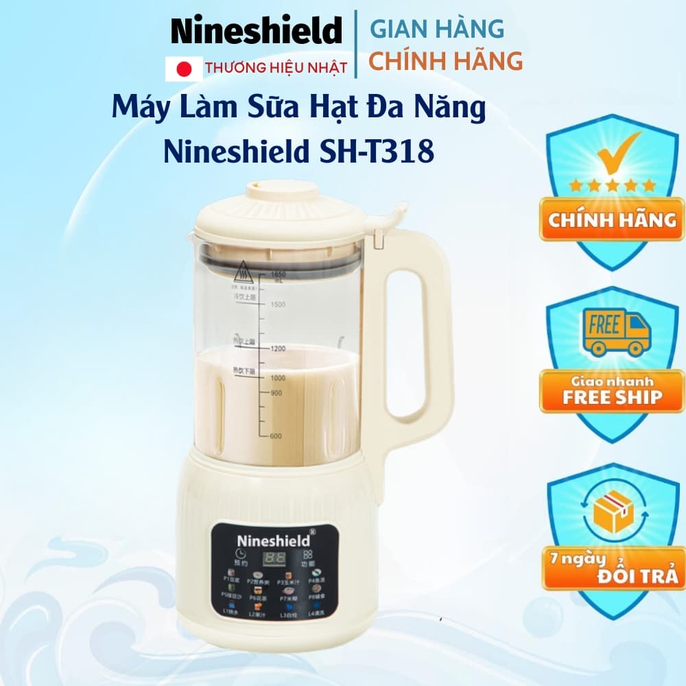 Máy Làm Sữa Hạt Nineshield KB-110-5 Chính Hãng - Cối Thủy Tinh Cao Cấp, 10 Chức Năng Nấu Chín – Xay Mịn – Giữ Ấm Tự Động