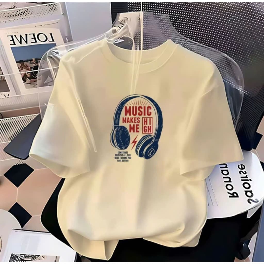 Áo thun Unisex Nam Nữ in hình TAI NGHE MUSIC MAKE ME HIGH, chất cotton 100% - BOONE - BNE00286