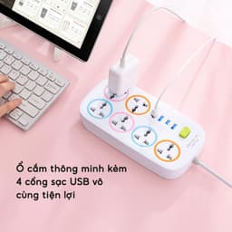 Ổ Cắm Điện Thông Minh Tích Hợp Sạc USB JYoohome Ổ Điện Chịu Tải 2200W Có Công Tắc An Toàn Chịu Nhiệt 2