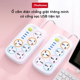 Ổ Cắm Điện Thông Minh Tích Hợp Sạc USB JYoohome Ổ Điện Chịu Tải 2200W Có Công Tắc An Toàn Chịu Nhiệt 1