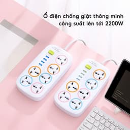 Ổ Cắm Điện Thông Minh Tích Hợp Sạc USB JYoohome Ổ Điện Chịu Tải 2200W Có Công Tắc An Toàn Chịu Nhiệt 3