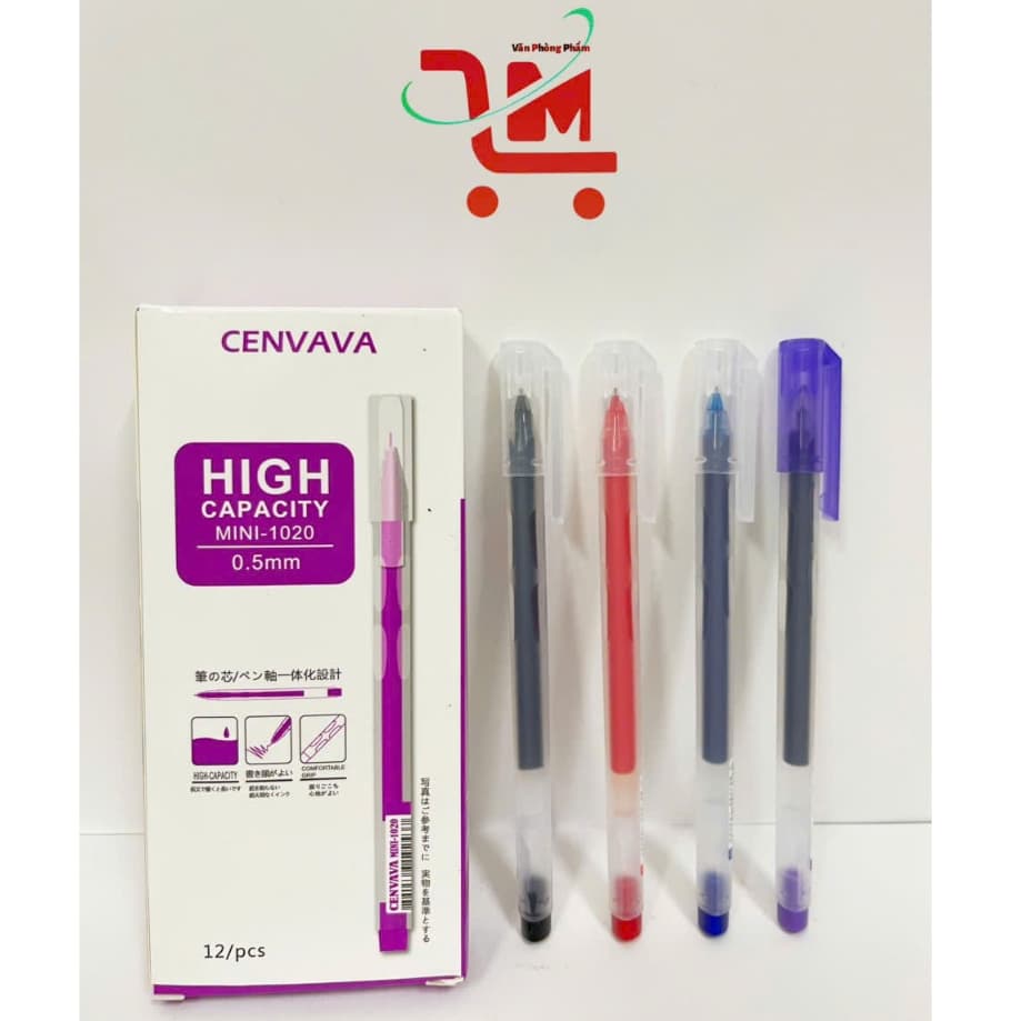 Hộp 12 Cây Bút Gel MINI 1020 CENVAVA Ngòi 0.5MM Mực Xanh, Đỏ, Đen, Tím/ Bút Gel Chuẩn, Chất Lượng Cao