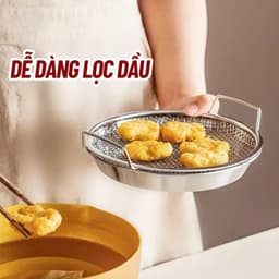 SET KHAY (ĐĨA) KÈM VỈ LƯỚI LỌC DẦU CHẤT LIỆU INOX 304 CAO CẤP, SIZE 20-22cm , DÙNG ĐỰNG THỰC PHẨM TIỆN DỤNG CHO NHÀ BẾP 5