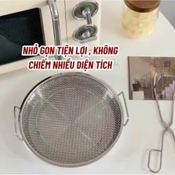 SET KHAY (ĐĨA) KÈM VỈ LƯỚI LỌC DẦU CHẤT LIỆU INOX 304 CAO CẤP, SIZE 20-22cm , DÙNG ĐỰNG THỰC PHẨM TIỆN DỤNG CHO NHÀ BẾP 8