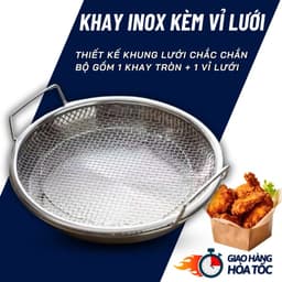 SET KHAY (ĐĨA) KÈM VỈ LƯỚI LỌC DẦU CHẤT LIỆU INOX 304 CAO CẤP, SIZE 20-22cm , DÙNG ĐỰNG THỰC PHẨM TIỆN DỤNG CHO NHÀ BẾP 2