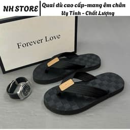 dép nam tông kẹp quai dù nền ô vuông đen ( mũi bò) 1