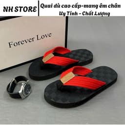 dép nam tông kẹp quai dù nền ô vuông đen ( mũi bò) 6