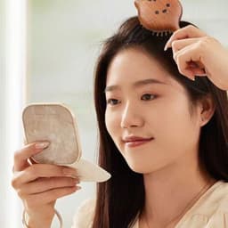 Lược đệm khí chuôi gỗ hình mèo dễ thương dùng massage da đầu và gỡ rối tóc | MỸ NGHỆ DƯỠNG SINH HT 5