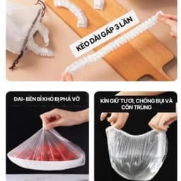 [ COMBO 10 TÚI ] Màng Bọc Thực Phẩm VINALUXURY - túi gấu tái sử dụng co giãn siêu dai 100 cái 1 túi 3