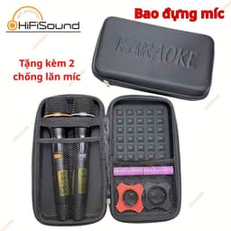 Bao da đựng micro,hộp đưng micro kèm 2 chống lăn micro karaoke 1