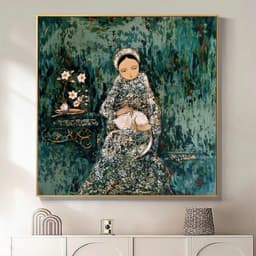 Tranh treo tường in canvas cô gái việt xưa Indochine art 70 x 70 cm 3