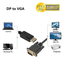 Cáp DP to VGA 1.8m & 3m – Hỗ Trợ Full HD 1920x1080P, Kết Nối PC, Laptop, Màn Hình 2
