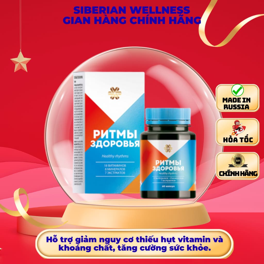 Thực phẩm Siberian Wellness Healthy Rhythms, viên uống sáng tối giúp bổ sung vitamin và khoáng chất