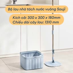 Bộ Cây Lau Nhà Tách Nước Souji | Xoay 360°, Tách Nước Sạch & Bẩn Thông Minh, Chất Liệu Cao Cấp 2