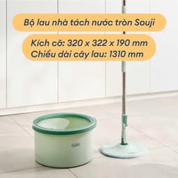 Bộ Cây Lau Nhà Tách Nước Souji | Xoay 360°, Tách Nước Sạch & Bẩn Thông Minh, Chất Liệu Cao Cấp 3