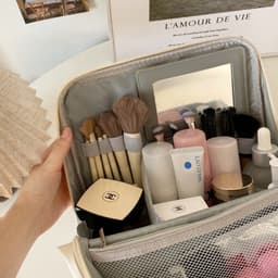 Túi Đựng Đồ Makeup Du Lịch Kèm Gương Tiện Lợi, Túi Trang Điểm Chất Liệu Da Chống Thấm Nước Snowly 6