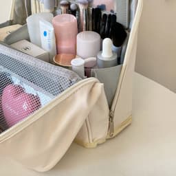 Túi Đựng Đồ Makeup Du Lịch Kèm Gương Tiện Lợi, Túi Trang Điểm Chất Liệu Da Chống Thấm Nước Snowly 5